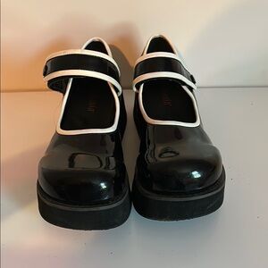 Demonia Sprite 01 Black and White Mary Jane Shoes